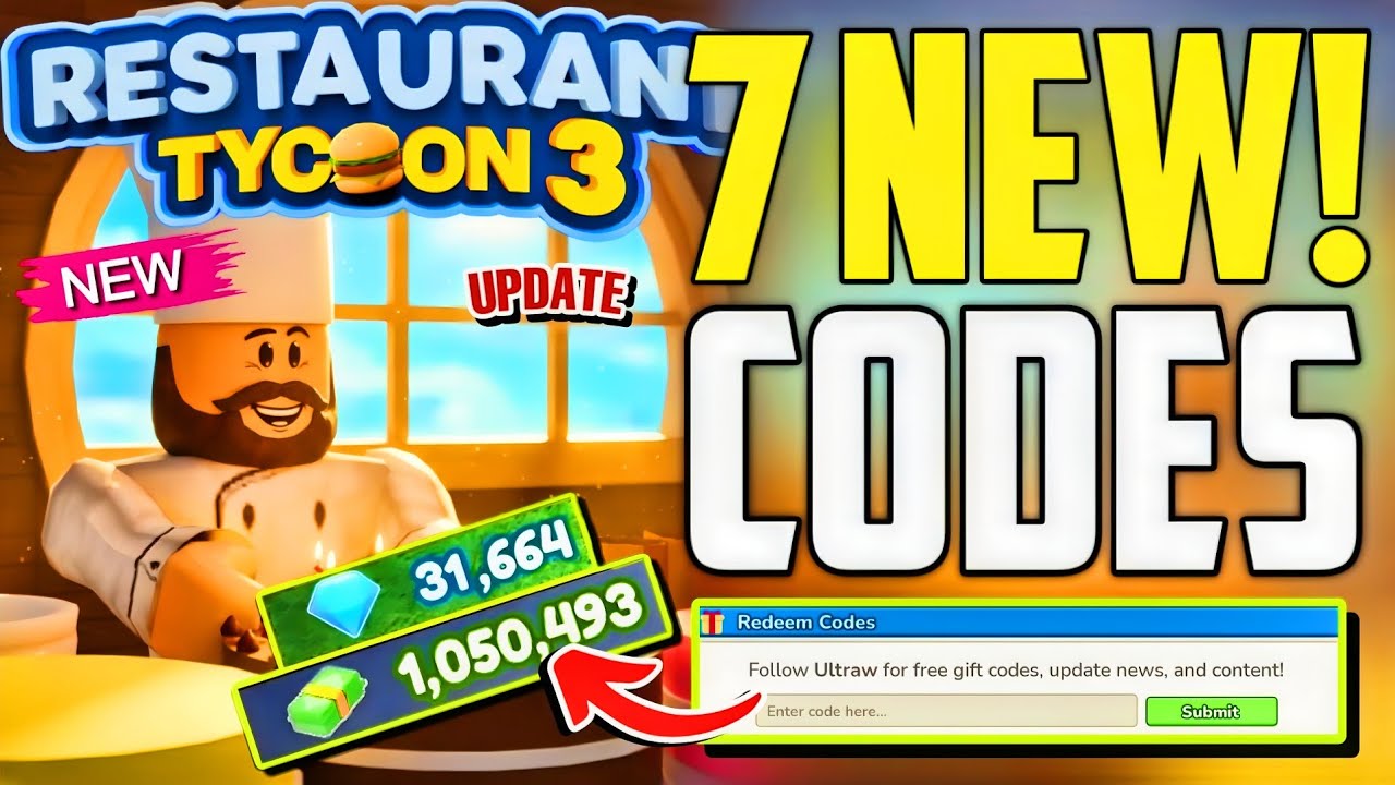 ⚠️UPDATE!⚡[CODES]⚠️RESTAURANT TYCOON 3 ROBLOX CODES 2026 - RT 3 CODES