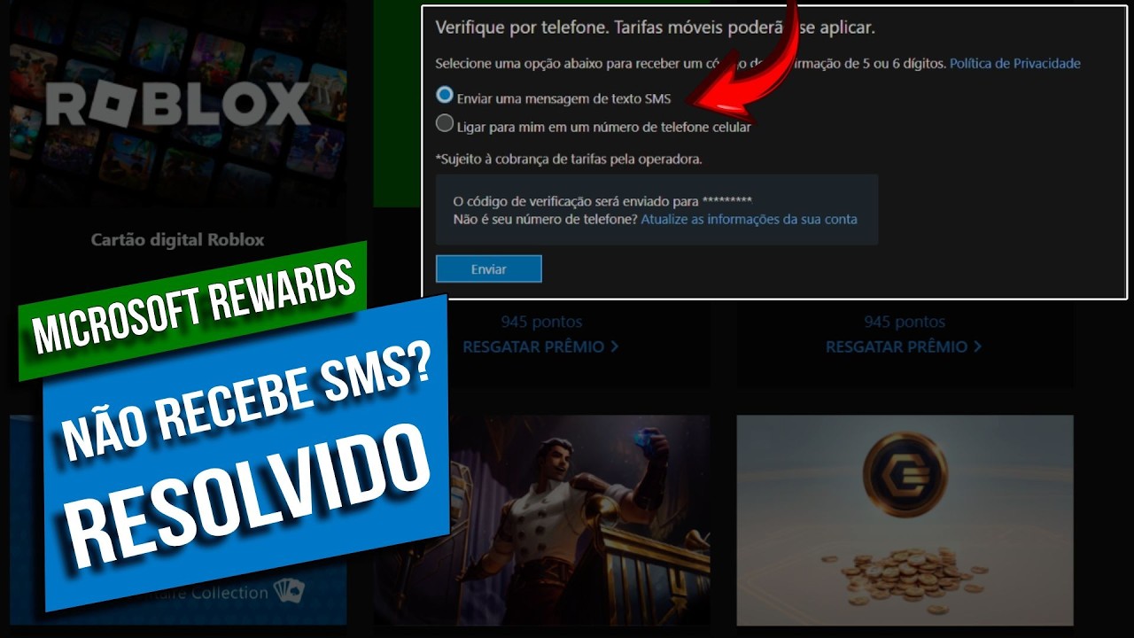 Como Resolver Erro ao Resgatar Microsoft Rewards / Código SMS não está chegando! FÁCIL E RÁPIDO!