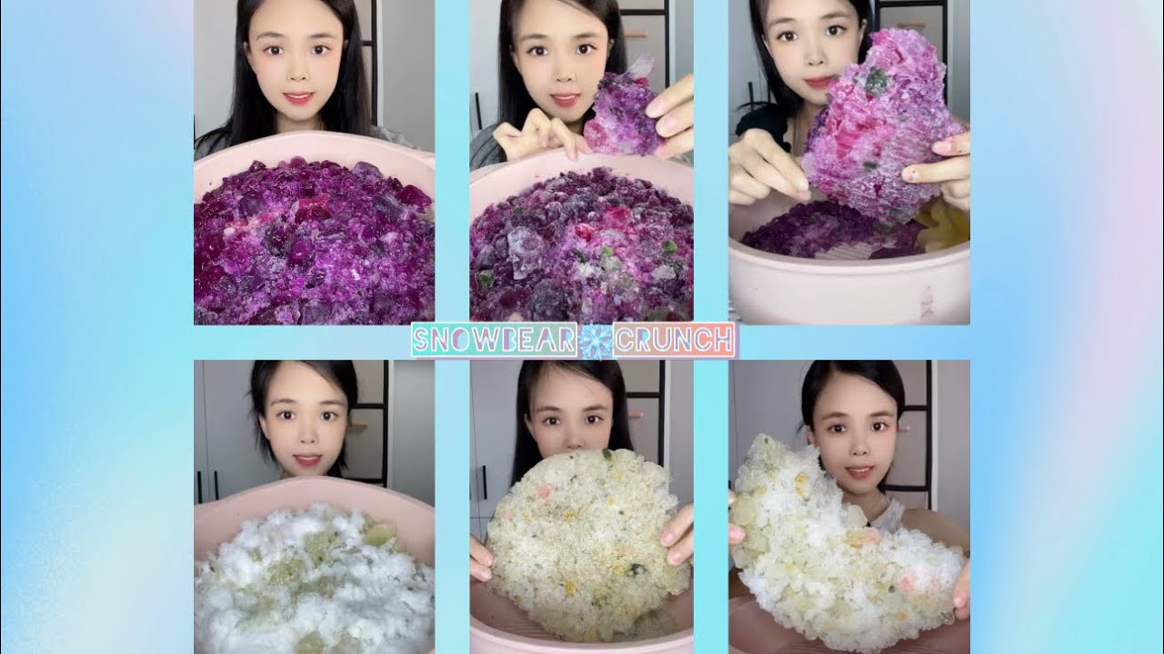 CRUSHED ICE | CRUSHED RESHAPE ICE | ICE EATING ASMR | SATISFYING CRUNCHES❄️🧊💜💛