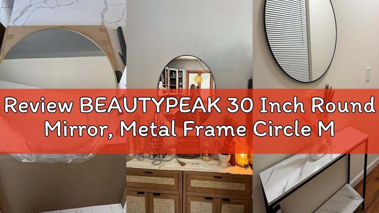 Review BEAUTYPEAK 30 Inch Round Mirror, Metal Frame Circle Mirror, Wall Mounted for Entryway, Bathro