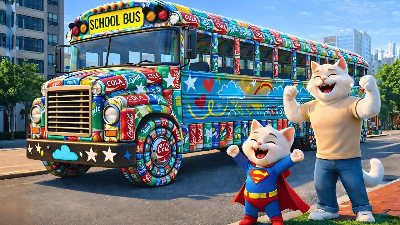 A Slow School Bus Made from Soda Cans — The Kitten’s Lesson Shocked Everyone | AI Cat Story