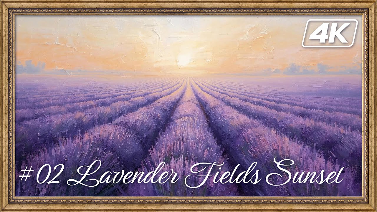 Timeless Florals #02 | Lavender Fields Sunset (Oil Painting) | 4K Art Wallpaper | 2 Hours