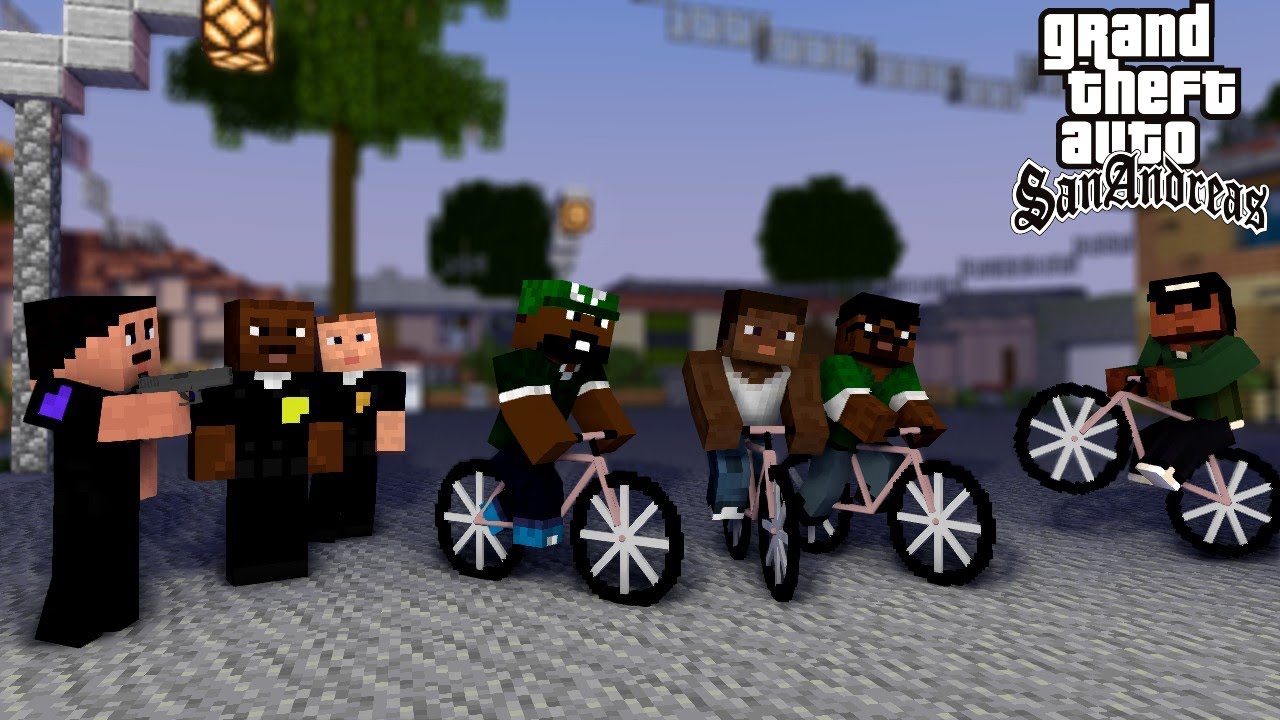 GTA San Andreas Minecraft Animation - Big Smoke, Sweet & Kendl - Миссия 1