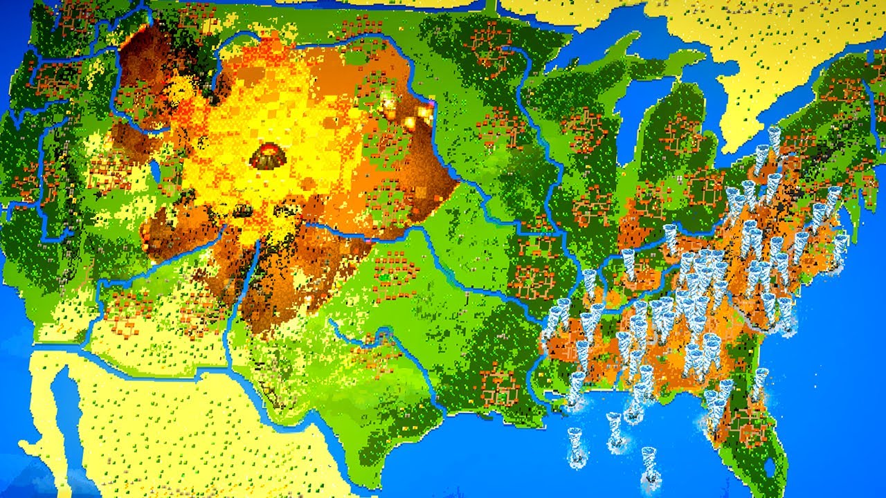 I Destroyed the USA with the Most Powerful Volcano Eruptions and Tornadoes in Worldbox