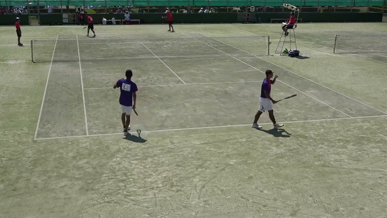 2021年IHソフトテニス 男子個人5回戦 鬼塚一成・小野崎夢真 矢坂中央(栃木) vs 野田楓麿・永江孝二郎 高田商(奈良)