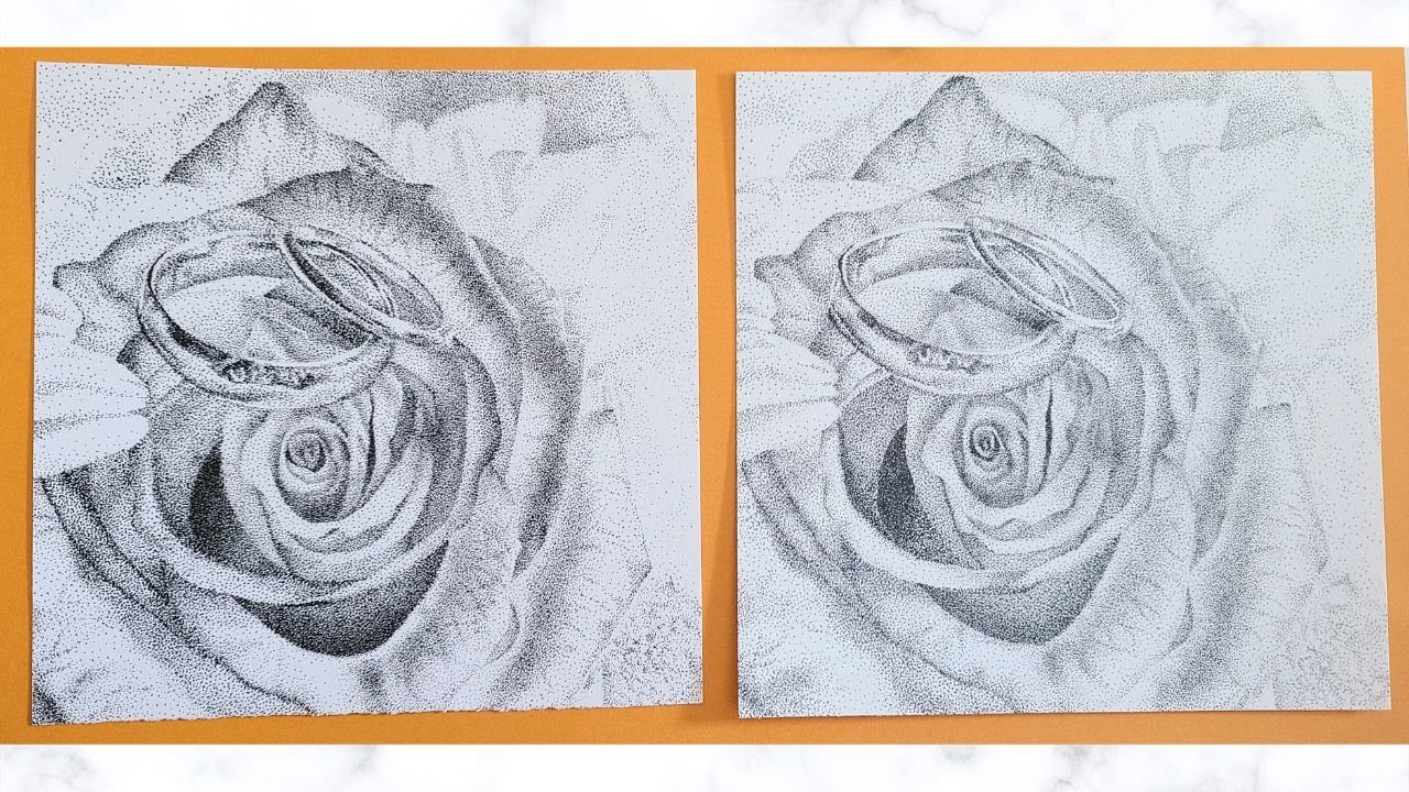 Stippling Drawing with Gray and Black Pens