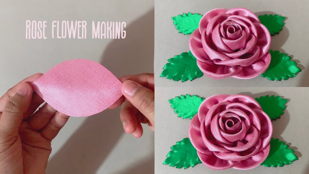 Handmade ribbon flowers | DIY ribbon crafts | Easy satin ribbon rose flower for bouquet | Flower