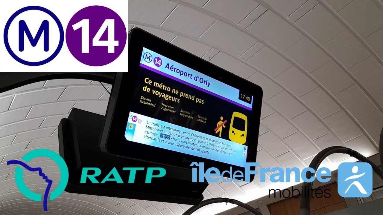 ⚠️❌️ Chaos sur la LIGNE 14 du métro (trafic interrompu suite à la panne d'un métro)