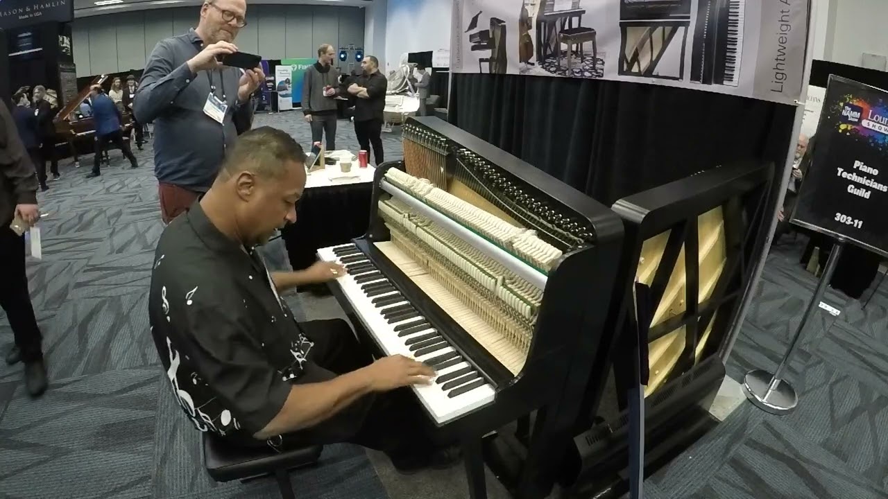Kris Nicholson Test Driving the Keybird X1 Potable Upright Piano at Namm 2024