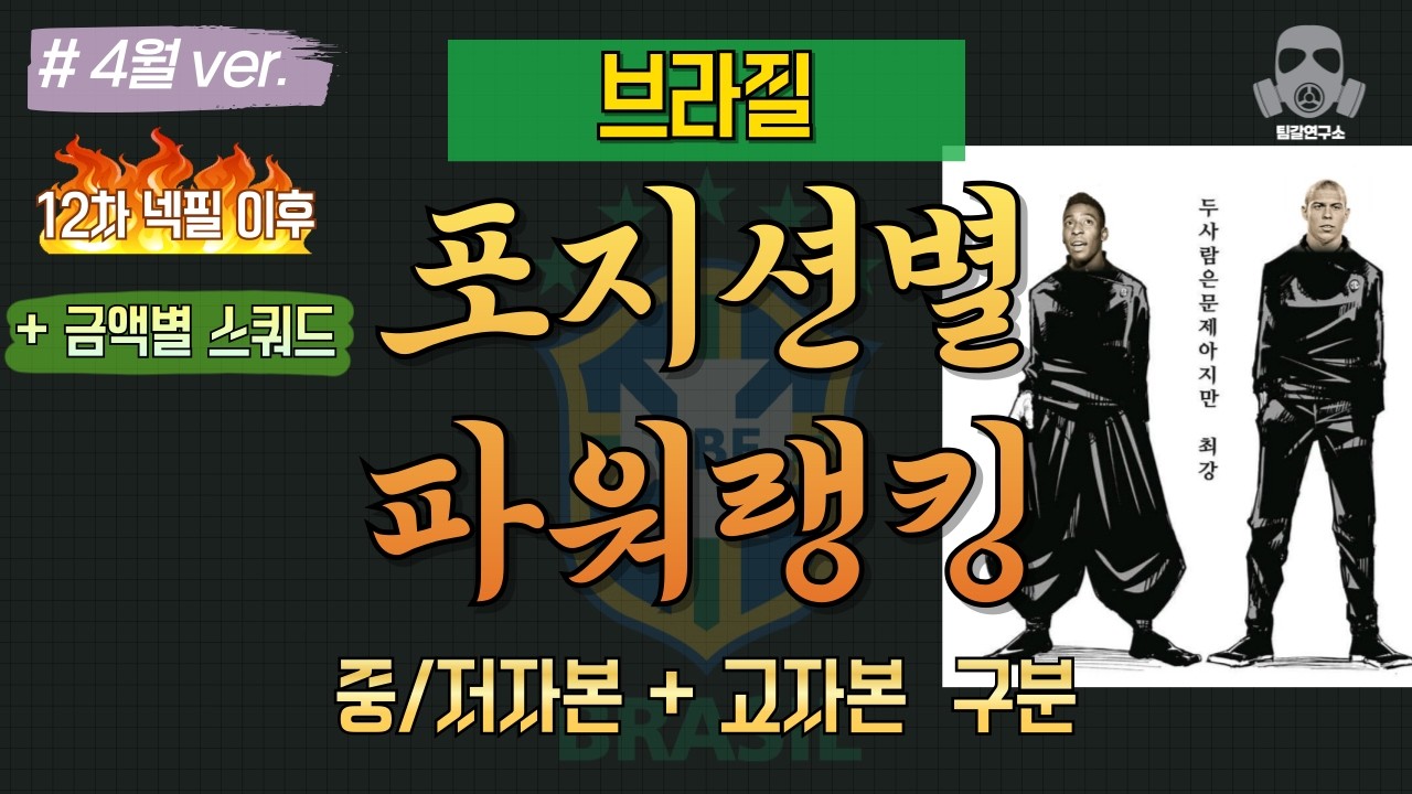 4월) 브라질 스쿼드 파워랭킹 포지션별 티어리스트 저자본 고자본 구분!! + 금액별 스쿼드 추가!!  |  FC온라인 피파온라인4