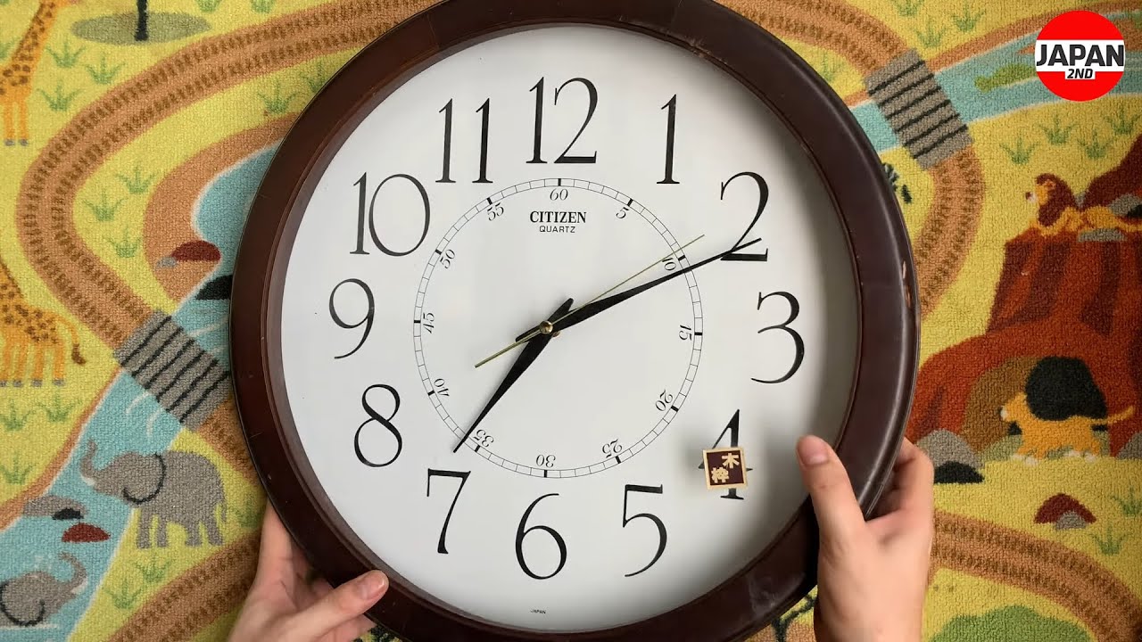 CITIZEN Big Circular Wood Frame Wall Clock 4MG892 46cm シチズン 大きな掛け時計