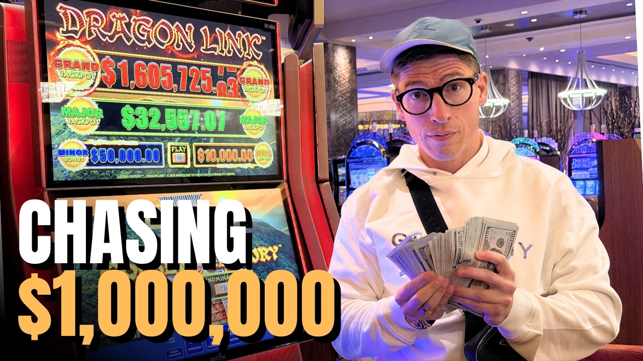 Погоня за 1 000 000 долларов в игровом автомате Dragon Link в казино Hard Rock.