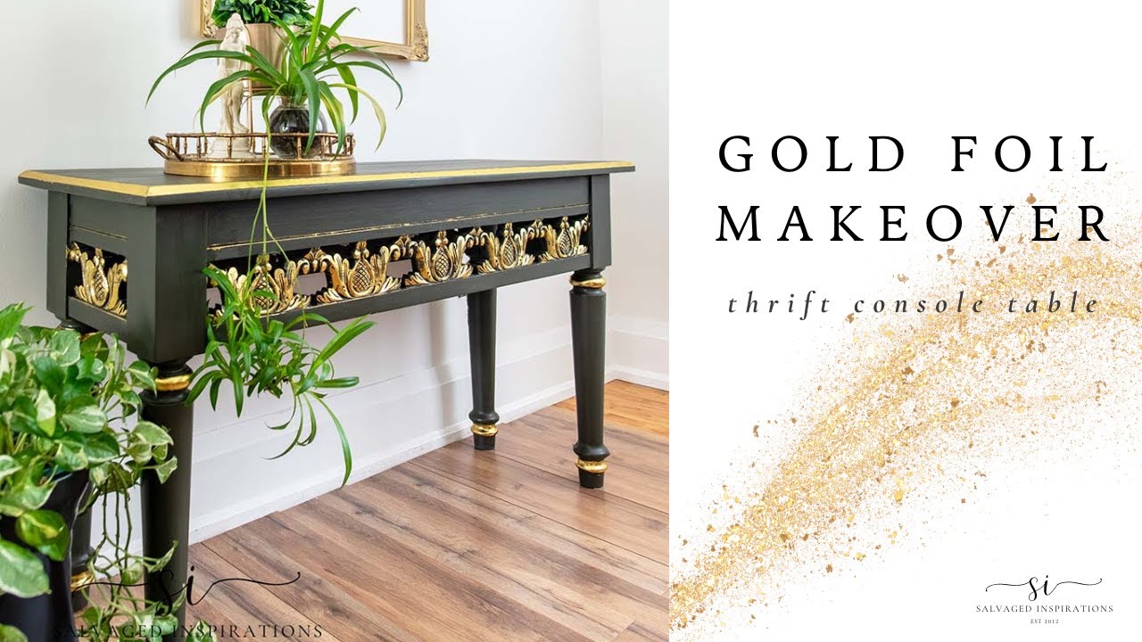 How To Apply Gold Leaf Foil - Thrift Table Makeover