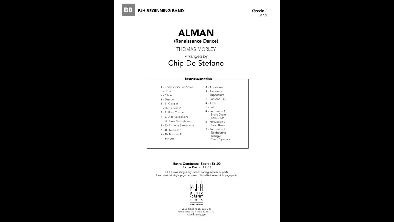 Alman | Arranged by Chip De Stefano