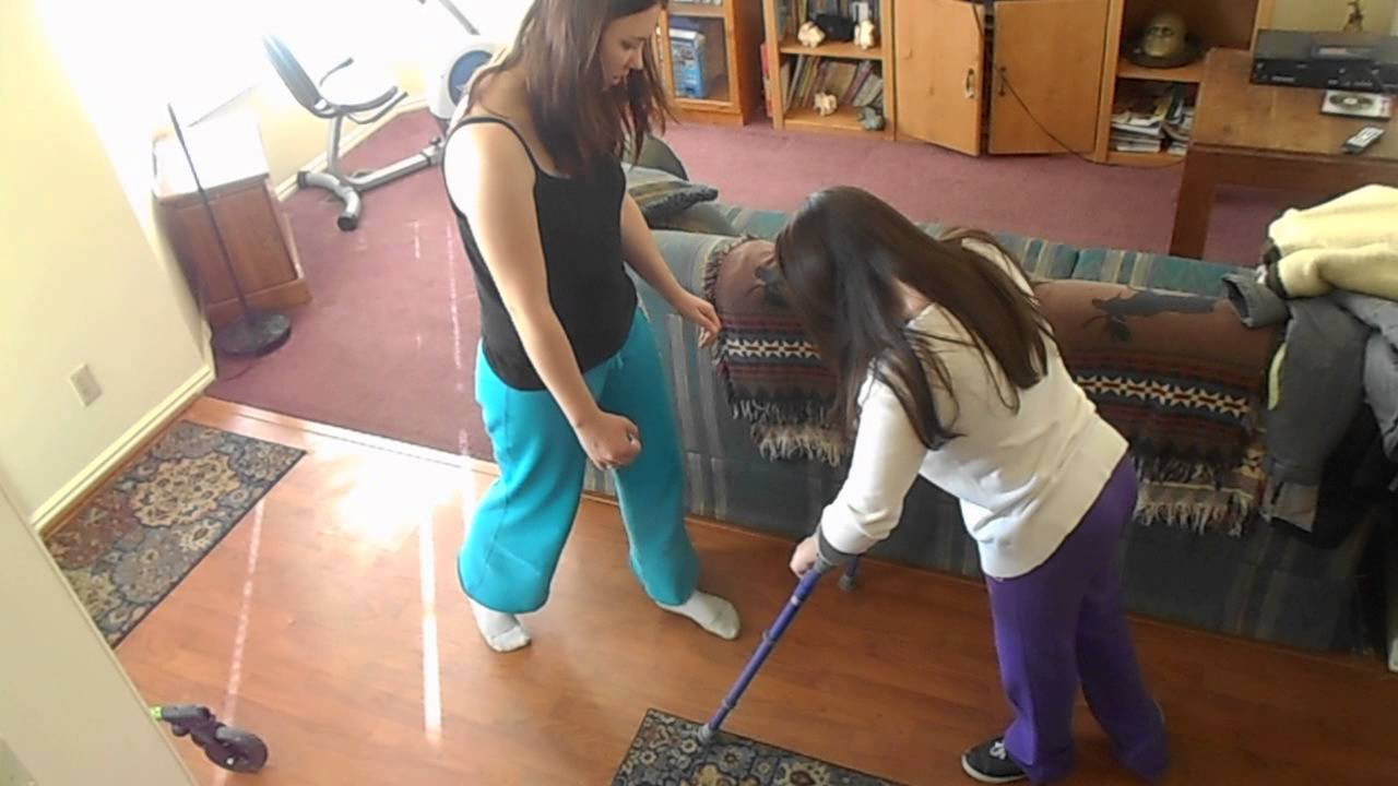 Justine Walking with Crutches