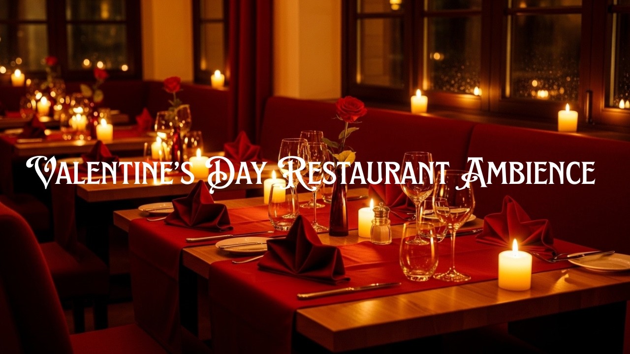 Valentine’s Day Restaurant Ambience ❤️ Candlelight & Rain Sounds