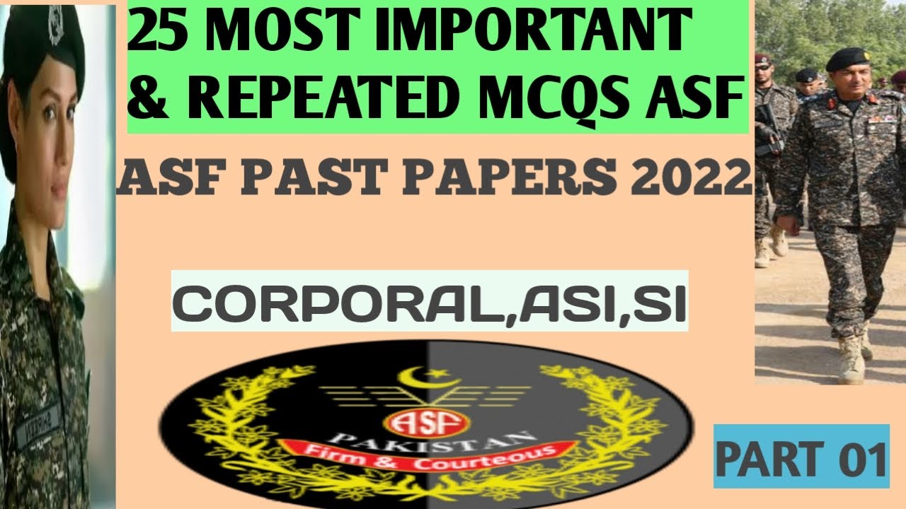 Most Important And Repeated MCQS ASF Written Test 2022 | CORPORAL, ASI, SI | Airport Security Force