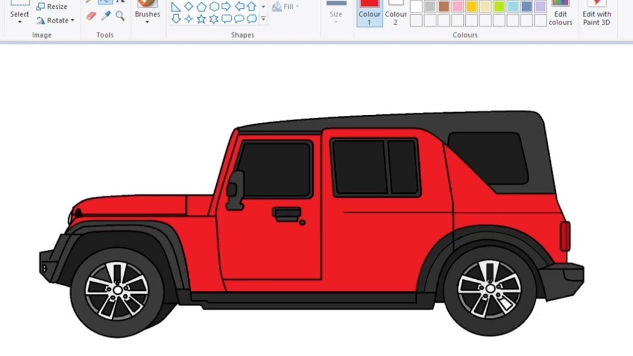 How to draw Mahindra Thar in MS Paint 