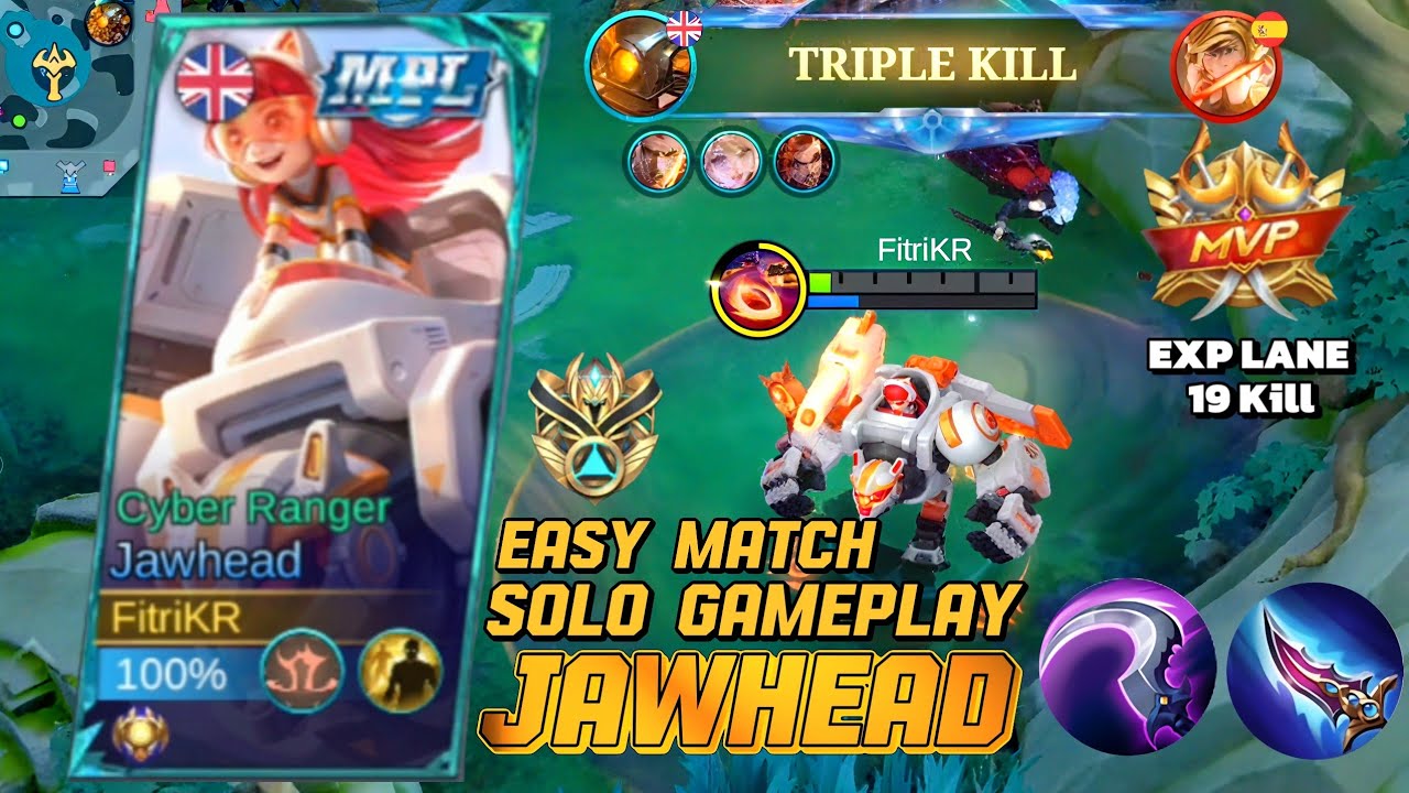 JAWHEAD Solo Gameplay Easy Match Kill 19 EXP Lane ll Mobile Legends