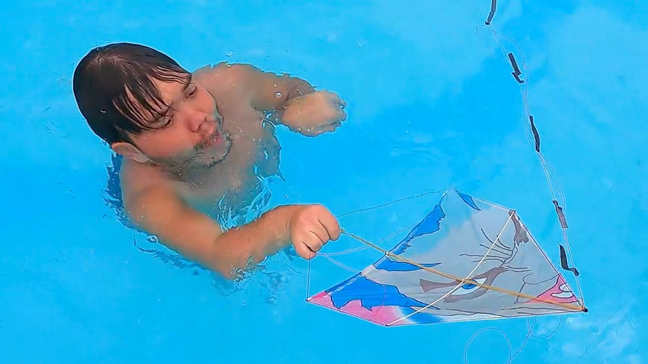 Pipa de Seda Caiu Dentro da Piscina e o Anão Resgatou sem Rasgar