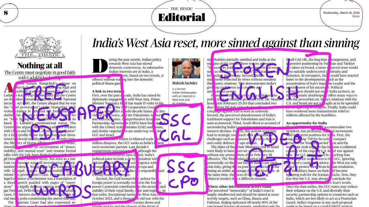 18 March 2026 | The Hindu newspaper analysis today | today newspaper analysis in Hindi