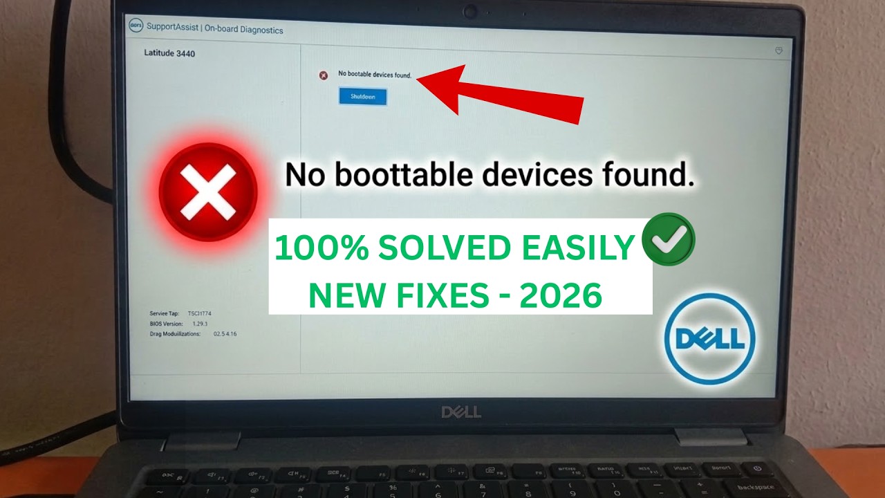 How To Fix Dell Laptop/PC No Bootable Device Found - Windows 10/11/8/7