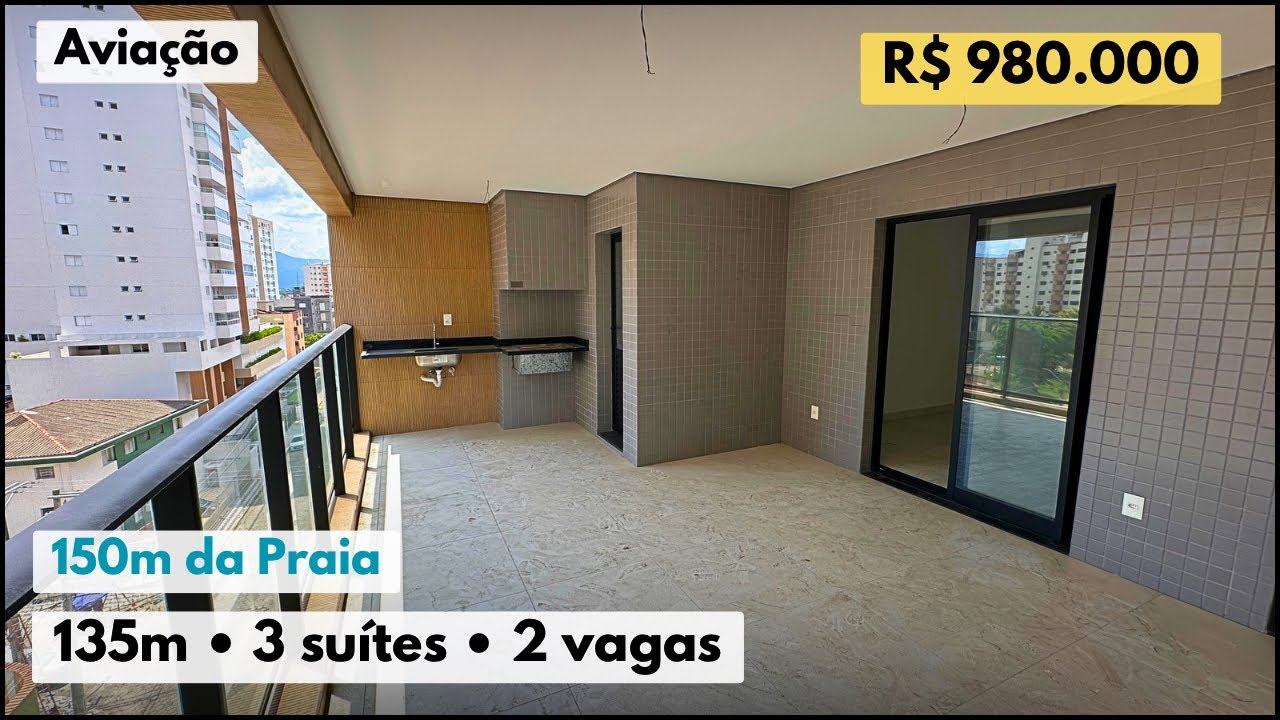 #838 VENDIDO ✅ Apartamento alto padrão com 3 suítes, 2 vagas na Aviação, Praia Grande-SP