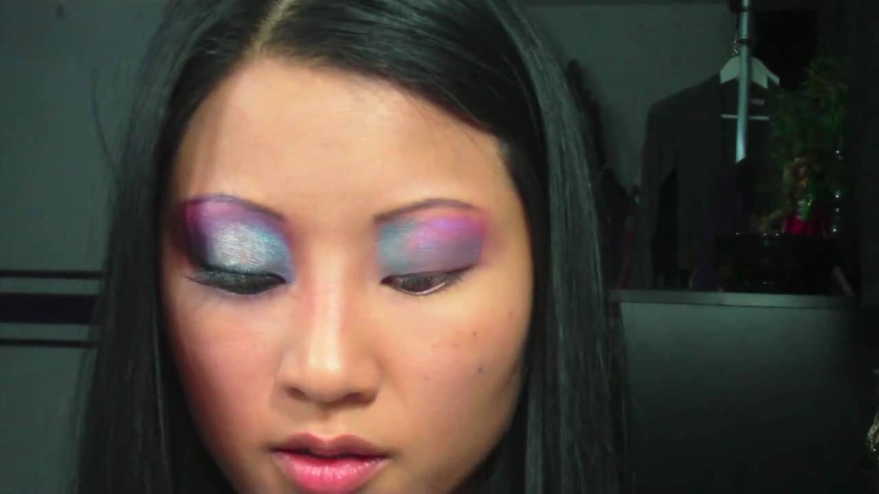Pink/Blue Bright Color Eyeshadow Make Up Tutorial