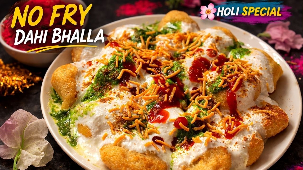 Holi Special Dahi Bhalla | No Deep Fry Recipe | Urad & Moong Dal Bhalla