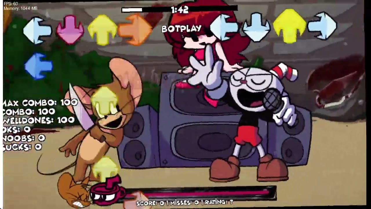 [FNF]The Basement Show 2.0 Week 1,but Cuphead(Indie Cross) replaced BF