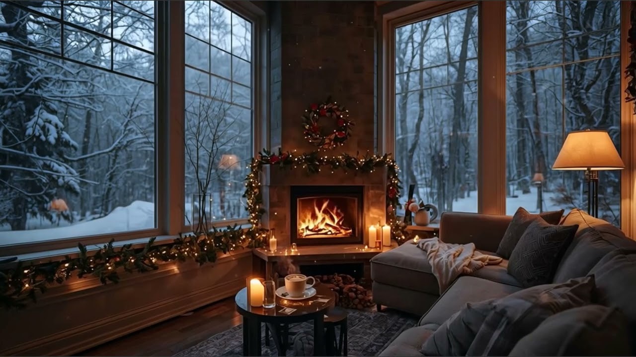 ❄️⛄Relaxing Winter Jazz Music ❄️ Cozy Fireplace ❄️Winter Ambiance❄️