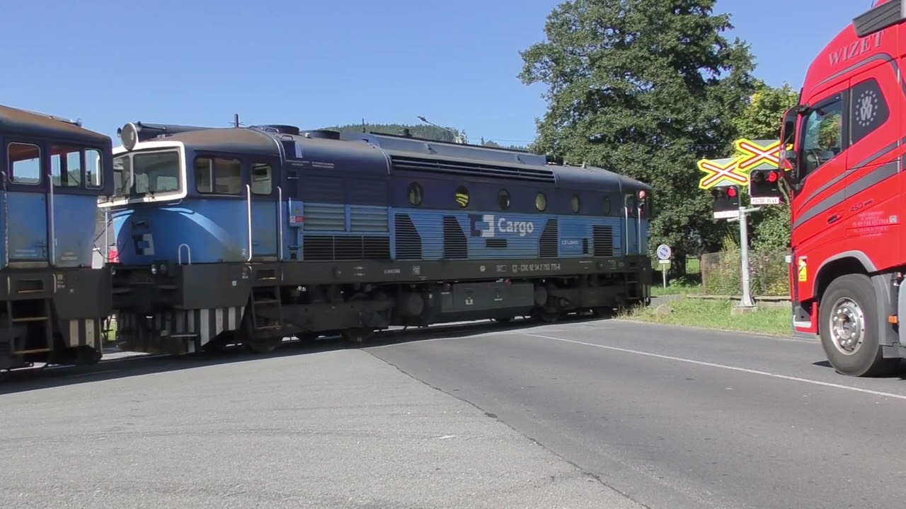 Železniční přejezdy Česká Ves řetězárna #1 + #2 (vlečka) - 17.8.2023 / Czech railroad crossing