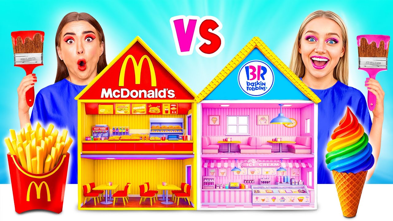 Строим Удивительный Кукольный Домик МакДональдс vs Баскин Роббинс | Война Пранков от Crazy DO