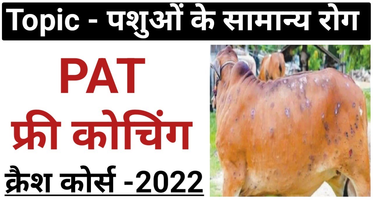 नि: शुल्क PAT क्रैश कोर्स-2022 पशुओं के सामान्य रोग(Animal diseases)