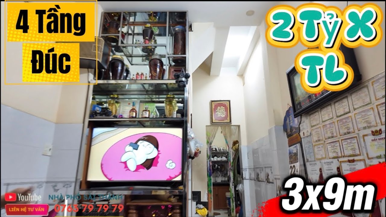 Nhà chỉ 2 tỷ x. 4 Tầng Đúc BTCT. 3 x 9m sổ Hồng Riêng. Hẻm xe Hơi. Sau lưng BV Bình Tân #0763797979 