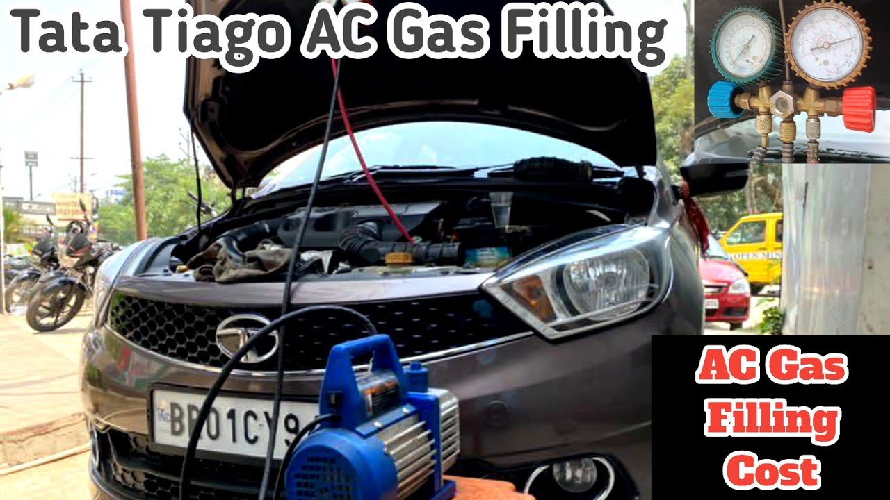 How to Filling Gas in AC Car | Tata Tiago car AC Gas Refilling 🤟🏻😊