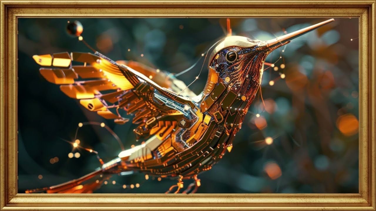 TV Frame 4K Futuristic Robotic Hummingbird