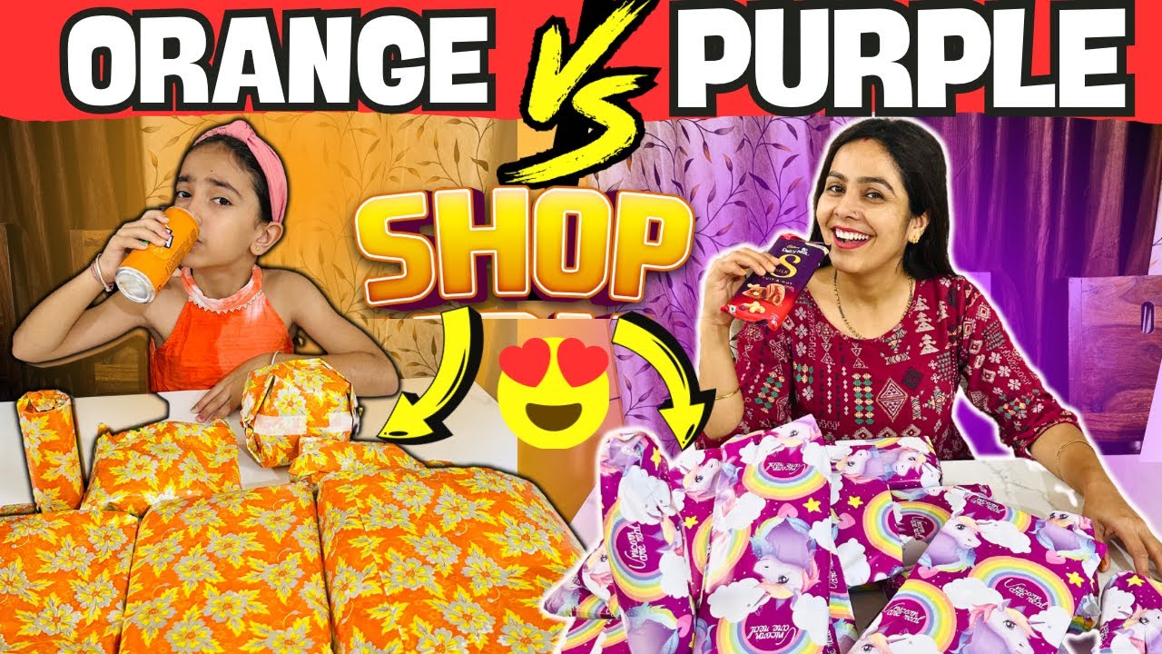Shopping Only Orange Colour & Purple Colour😍Color Challenge😍One Color Challenge Vlog😍Part -2