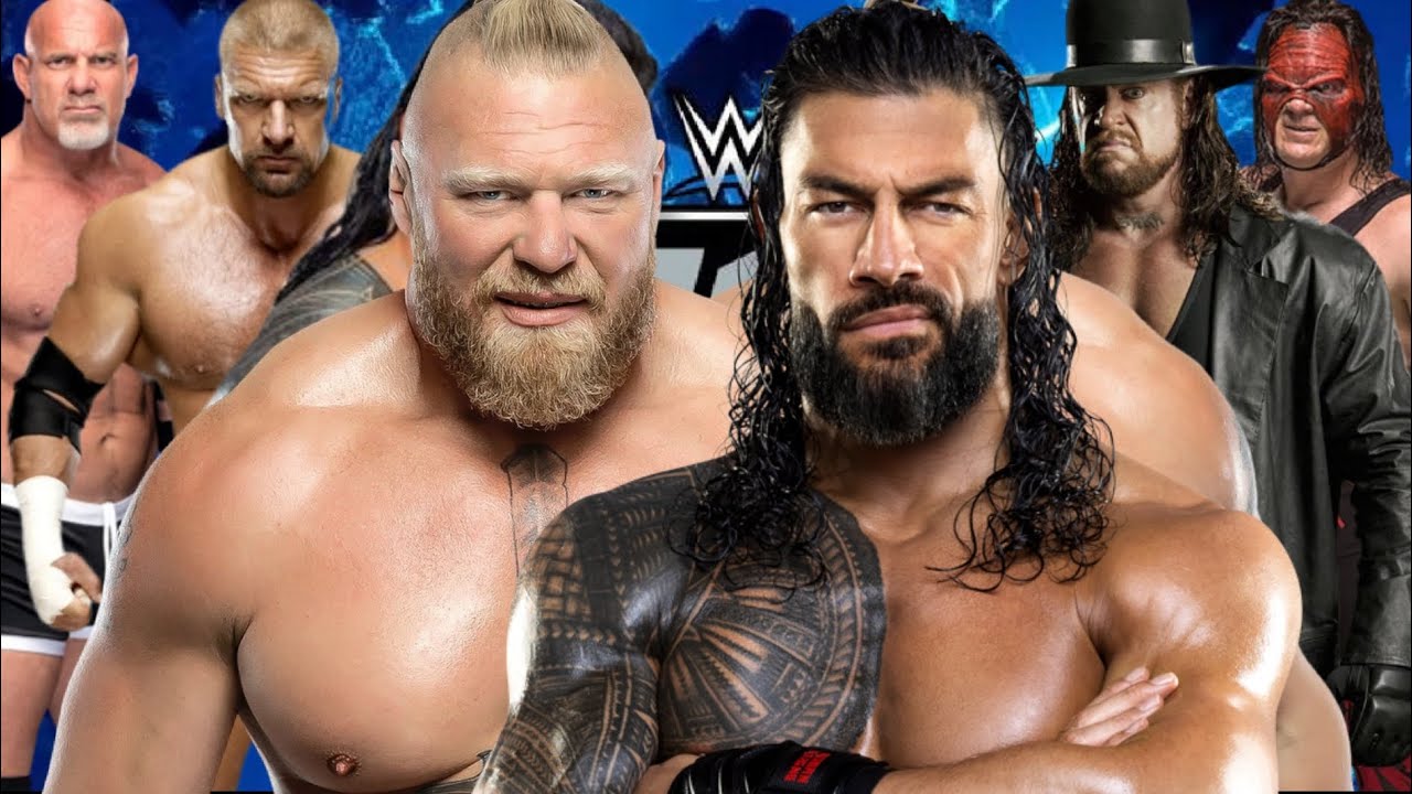 Tag team match roman reigns the Undertaker kane vs brock lesnar triple h goldber 