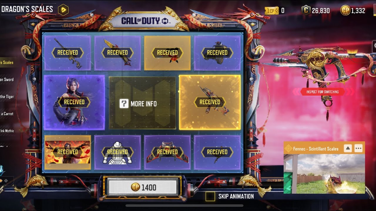 Buying the Full DRAGON’S SCALES Lucky Draw & Showcasing the New Insane Legendary Fennec Skin in CODM