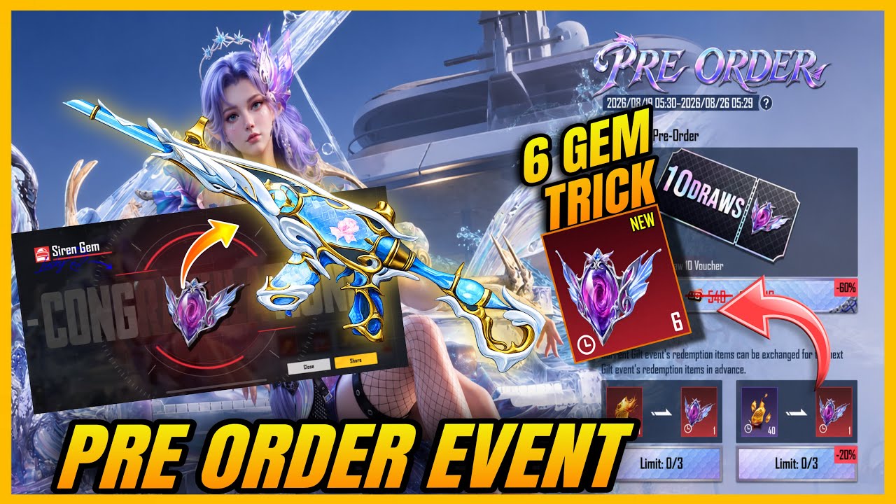 PRE-ORDER EVENT IS HERE 🔥 | GEM EXCHANGE BEST TRICK | FREE GEM TRICK | TIDAL EMBRACE M416 TRICK