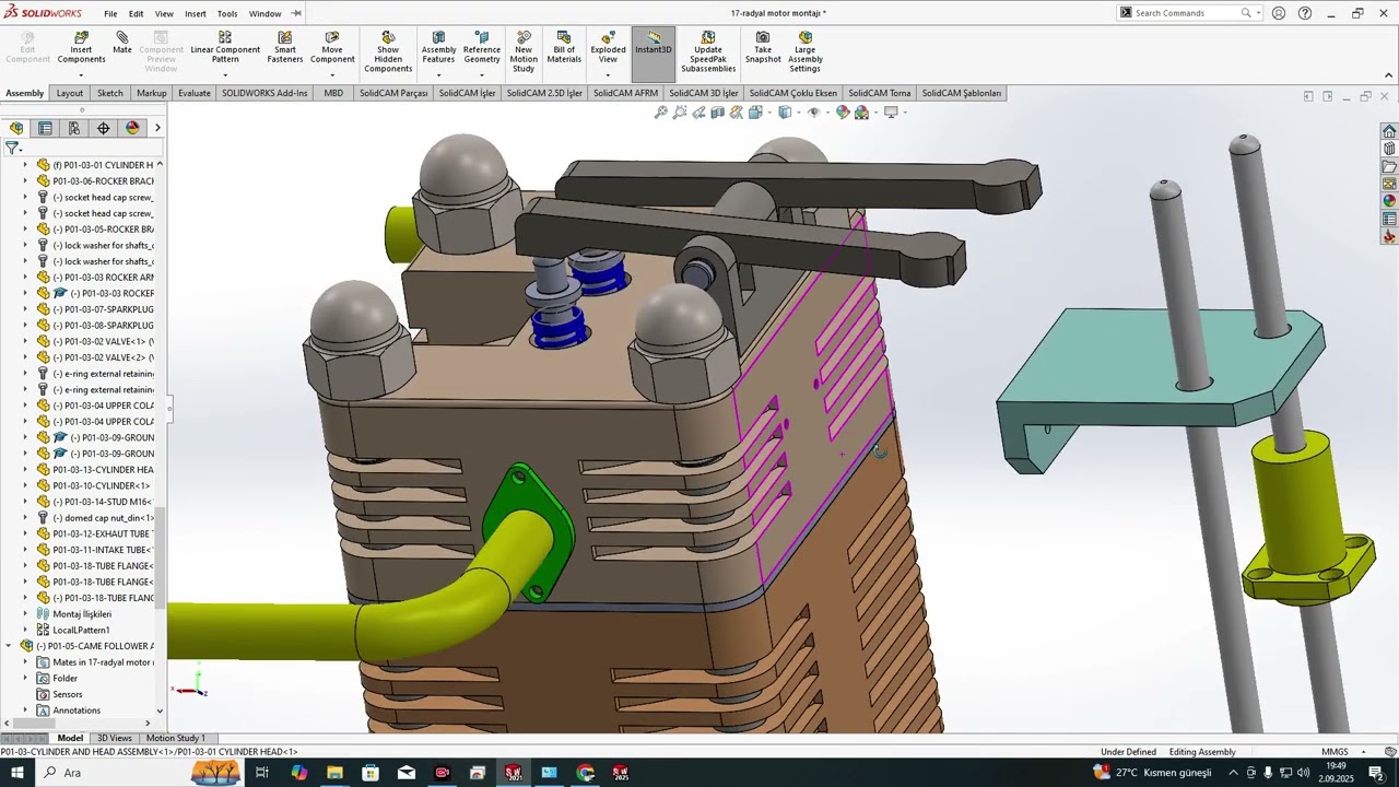 Radyal motor montajı- Radial assembly solidworks