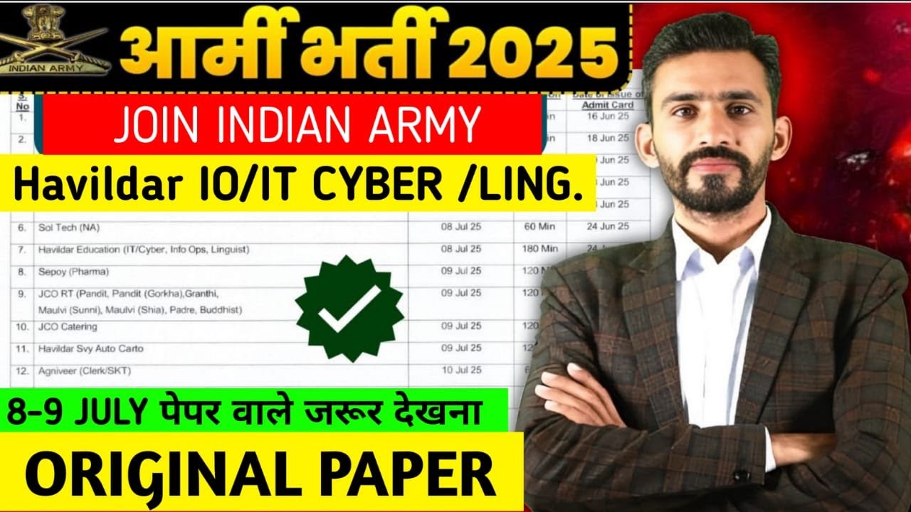 Army Education Havildar IO/IT CYBER/LINGUISTICS ORIGINAL PAPER SOLUTION