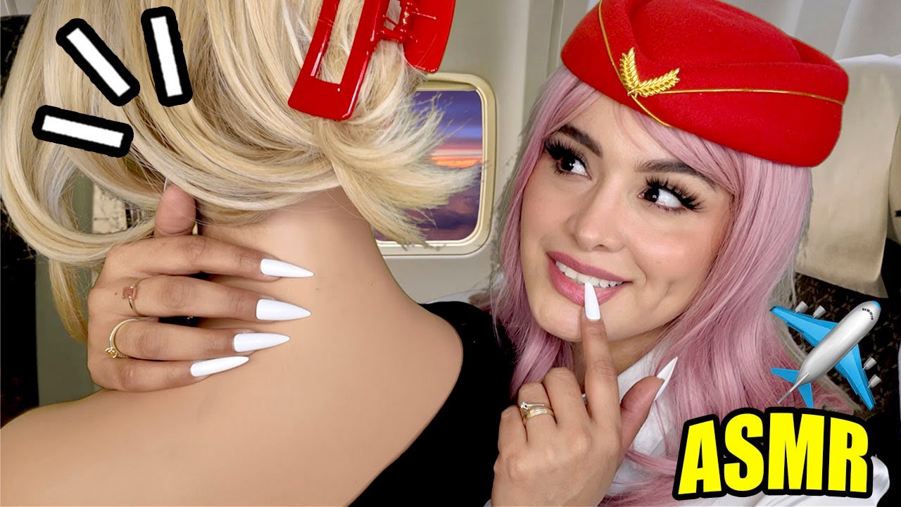🛫 AZAFATA RASCA tu ESPALDA 💅 en  1ra.CLASE para dormir profundo!! I Ges ASMR