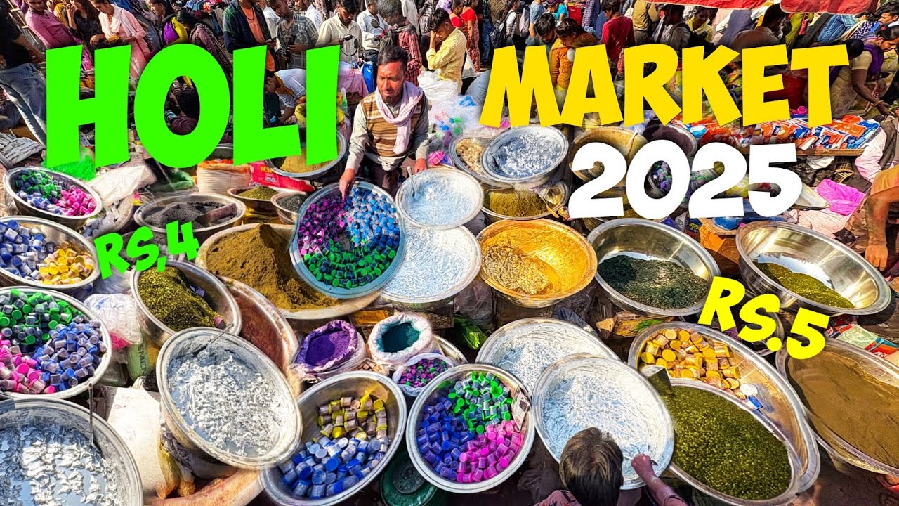Cheapest Holi Market 2025 🔥Exploring Gulal,Pichkari ₹4Rs | Holi Stash | Sadar Bazar Holi market 2025