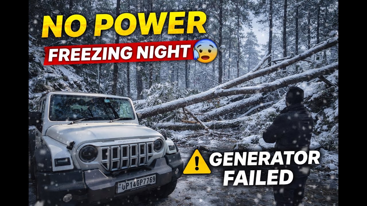 No Power. Fallen Trees. Freezing Night 😨 | Snowstorm Blocked My Trip to Binsar