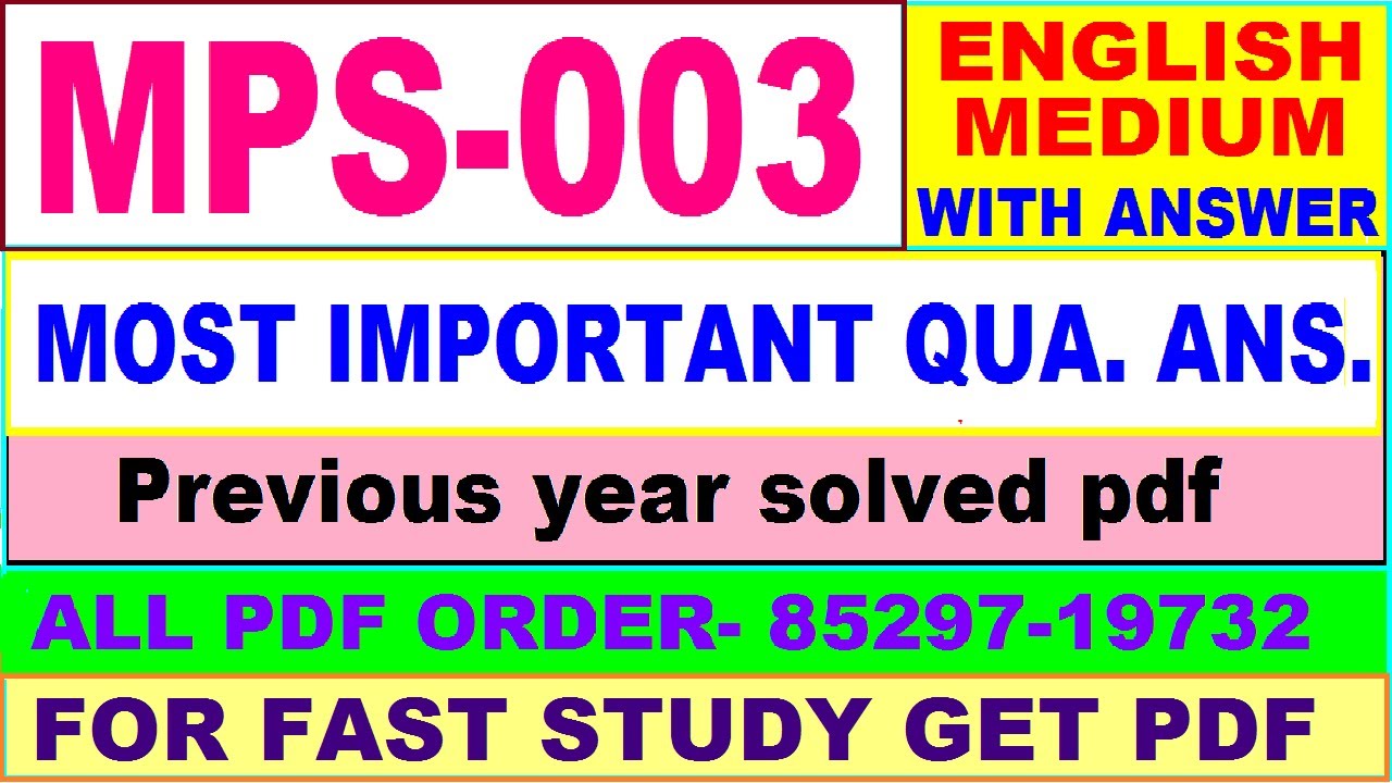 mps 003 important questions with ans / mps 3 previous year question paper / study materials