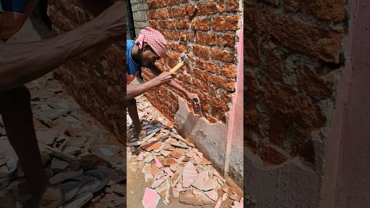 Old wall plaster removing 💪💪💪 #shorts #shortsfeed