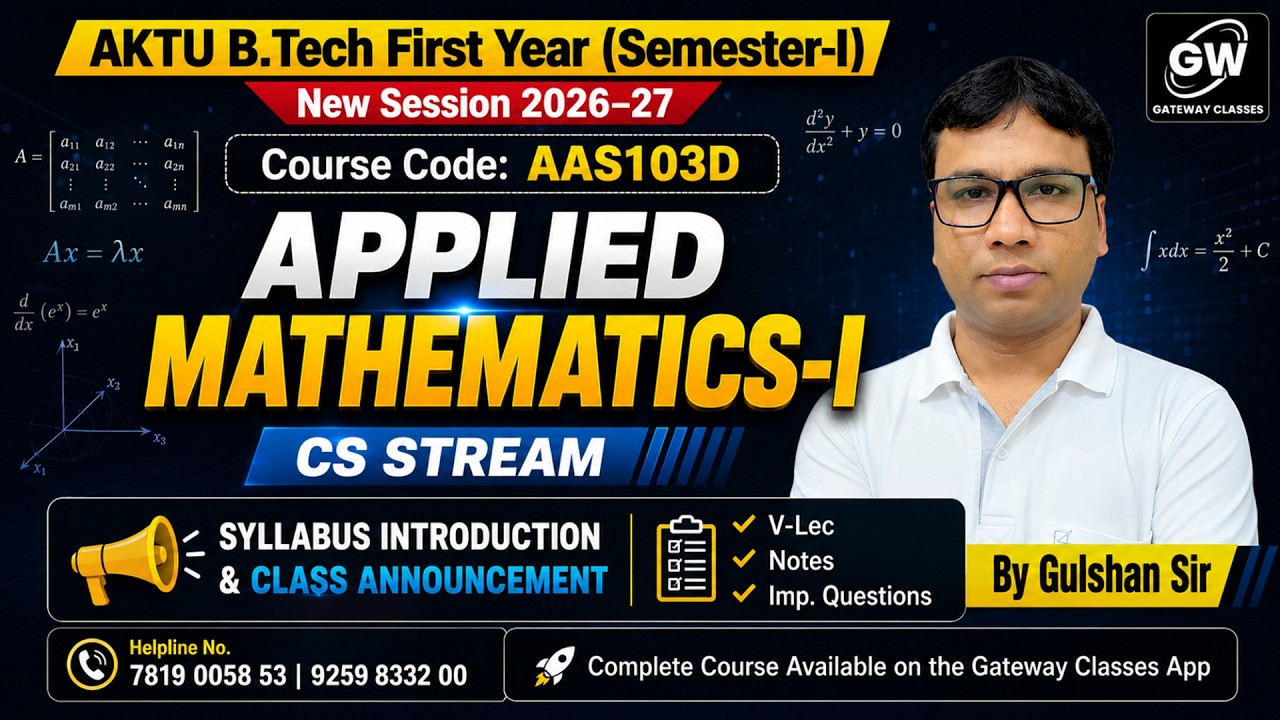 2026-27 Applied Maths-I Syllabus Introduction AKTU B.Tech First Year I By Gulshan Sir I AKTU