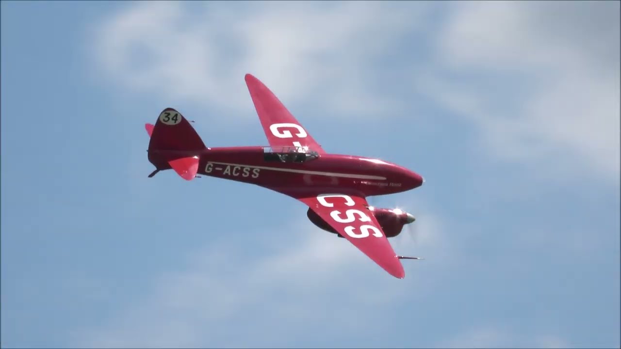 MILITARY AIRSHOW 2nd June 2024 Shuttleworth. Old Warden, de Havilland DH88 Comet.
